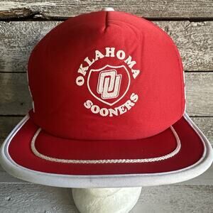 Nissin OU Sooners 3 Stripe Vintage Trucker Hat NCAA Oklahoma University
